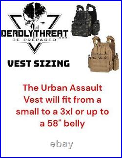 Urban Assault Black Storm Tactical Vest Plate Carrier With Level III Armor Plates