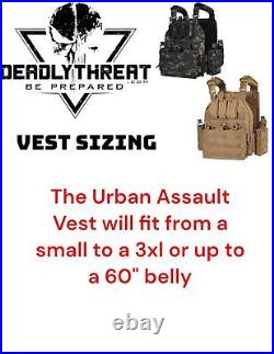 Urban Assault Black Storm Tactical Vest Plate Carrier With Level III Armor Plates