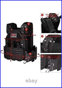YAKEDA Tactical Vest for Men Military 1000D Nylon Quick Release Laser Black Cp