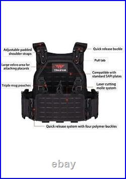 YAKEDA Tactical Vest for Men Military 1000D Nylon Quick Release Laser Black Cp